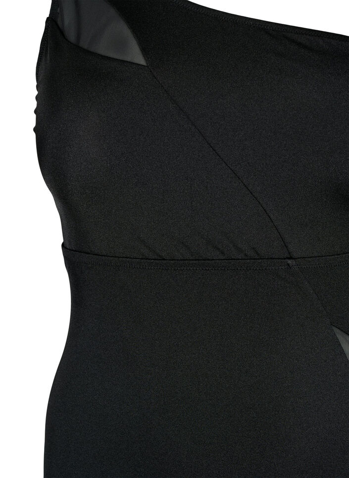 One-shoulder badedragt med meshdetaljer, Black, Packshot image number 2