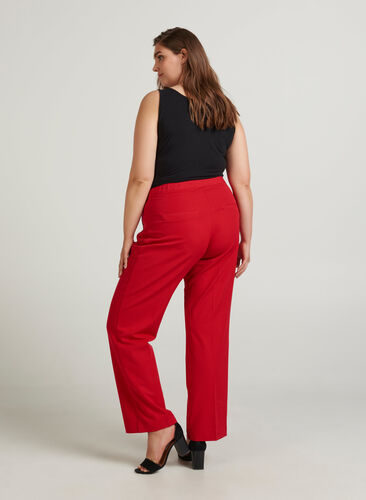 Klassiske bukser med elastik i taljen - Rød - Str. - Zizzi