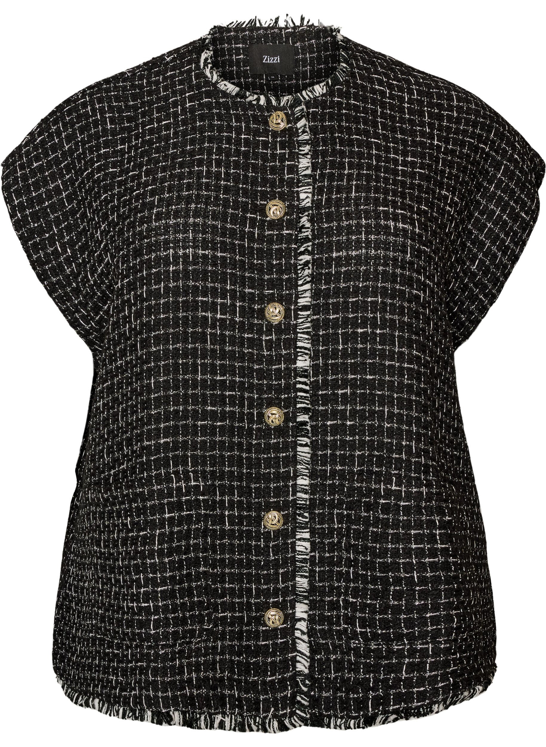 ZizziTernet vest med dekorative knapper, Sort, Packshot image number 0