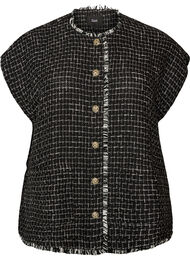 Ternet vest med dekorative knapper, Sort