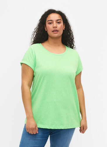 Neonfarvet t-shirt i bomuld, Neon Green, Model image number 0