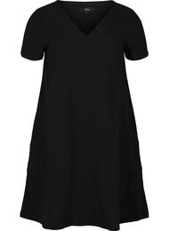 Kortærmet kjole i bomuld, Black