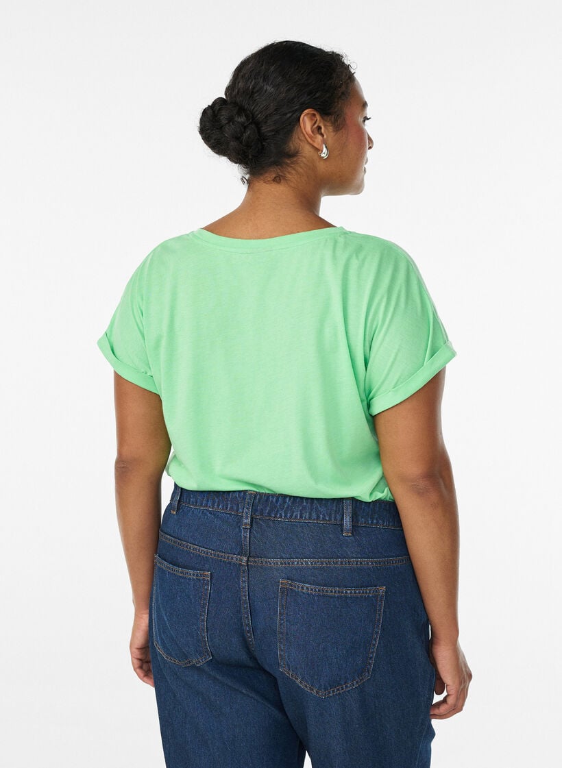 Kort&aelig;rmet t-shirt i bomuldsblanding, Gr&oslash;n, Model image number 2
