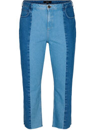 Cropped Vera jeans med colorblock, Blue denim