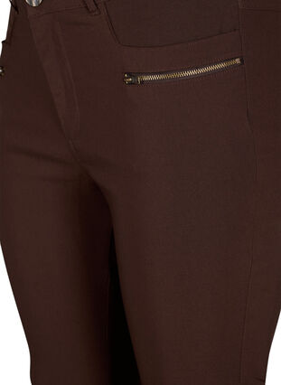 Tætsiddende bukser med lynlås detaljer, Coffee Bean, Packshot image number 2