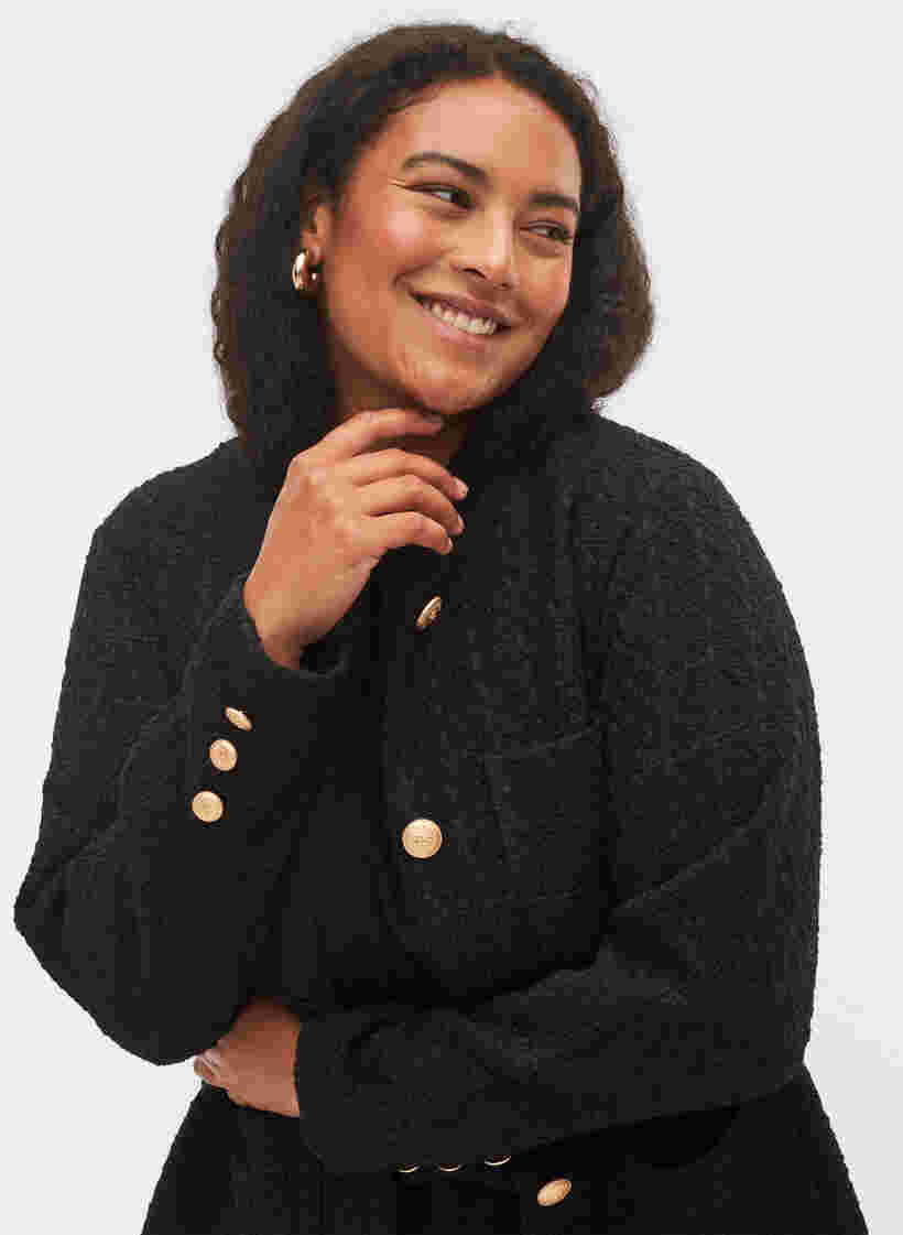 Boucle jakke med lommer, Black, Model image number 2