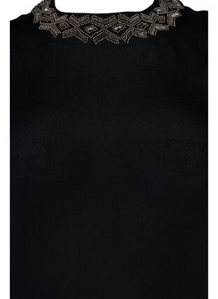 Langærmet viskosebluse med perler, Black, Packshot image number 2