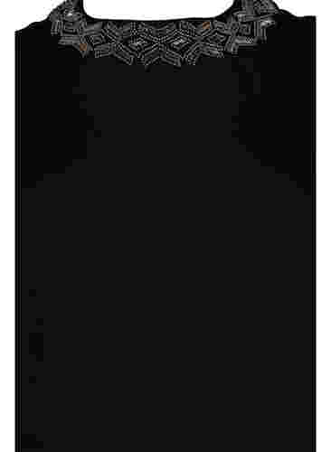 Langærmet viskosebluse med perler, Black, Packshot image number 2