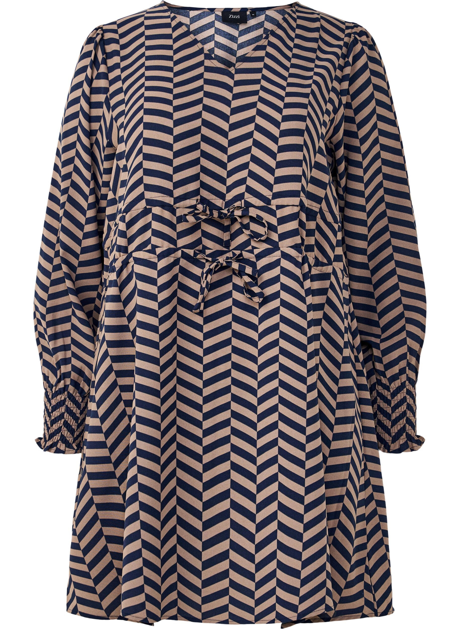 Zizzi Kjole med bindeb&aring;nd i taljen, Bl&aring;, Packshot image number 0