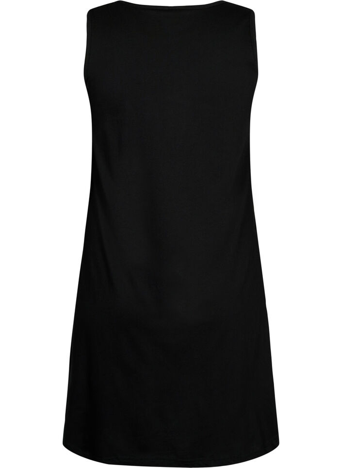 Ærmeløs bomulds kjole med a-shape, Black, Packshot image number 1