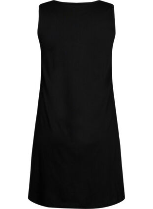 Ærmeløs bomulds kjole med a-shape, Black, Packshot image number 1