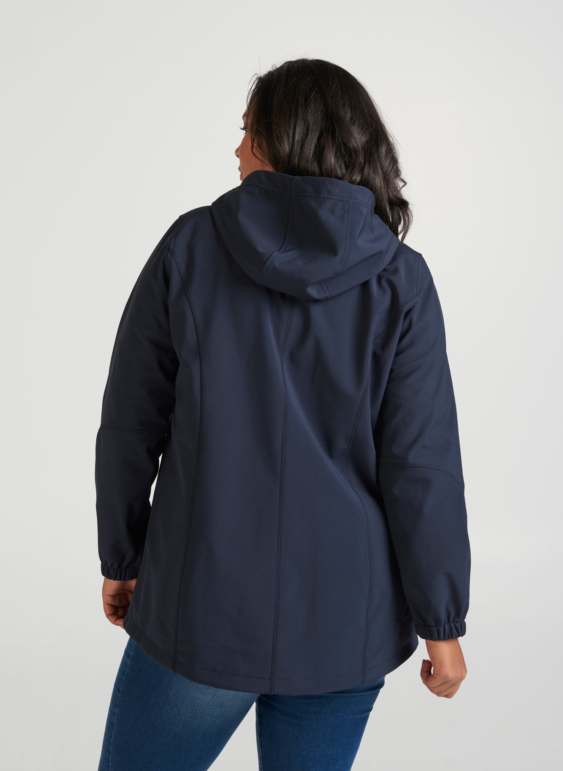 Zizzi Kort softshell jakke med h&aelig;tte, Night Sky, Model image number 1