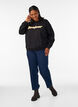 Sweatshirt med tekstmotiv i boucl&eacute;, Sort, Model image number 1