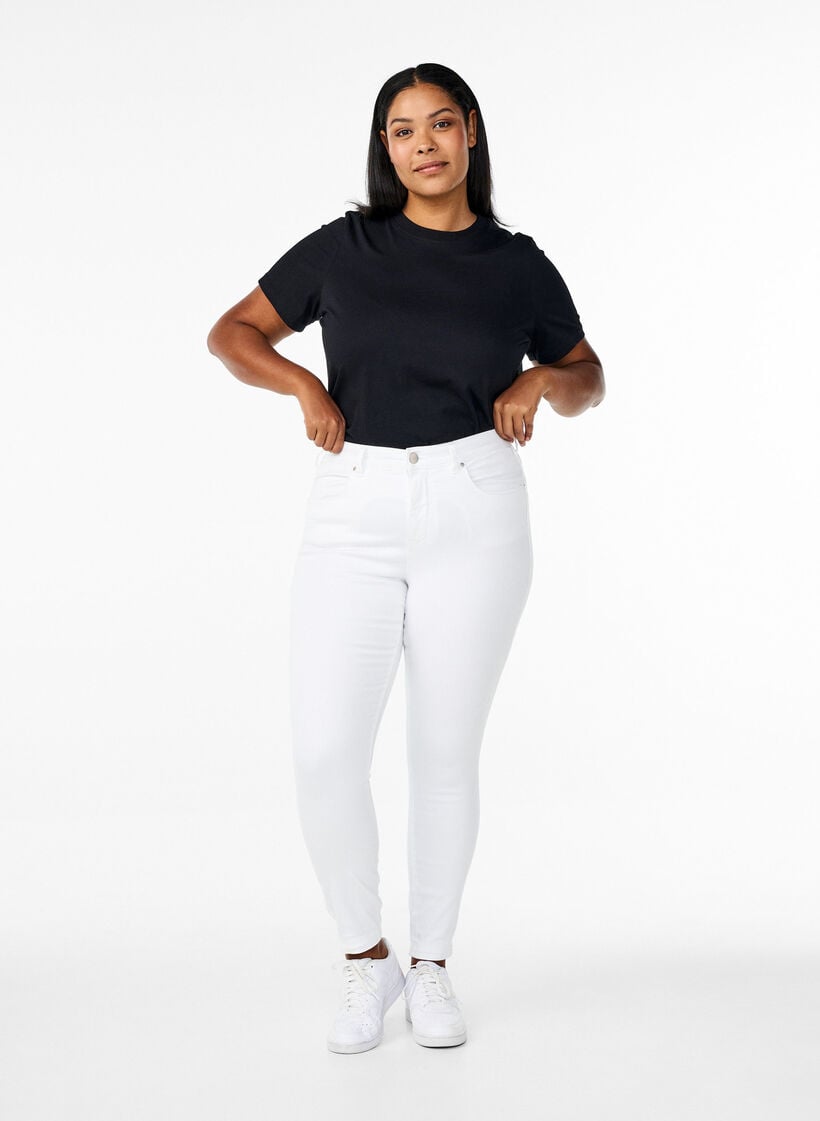 Super slim Amy jeans med h&oslash;j talje, White, Model image number 0