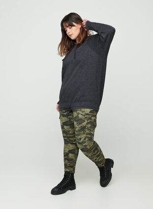 Sweatshirt med justerbar bund, Black Mel., Model image number 2