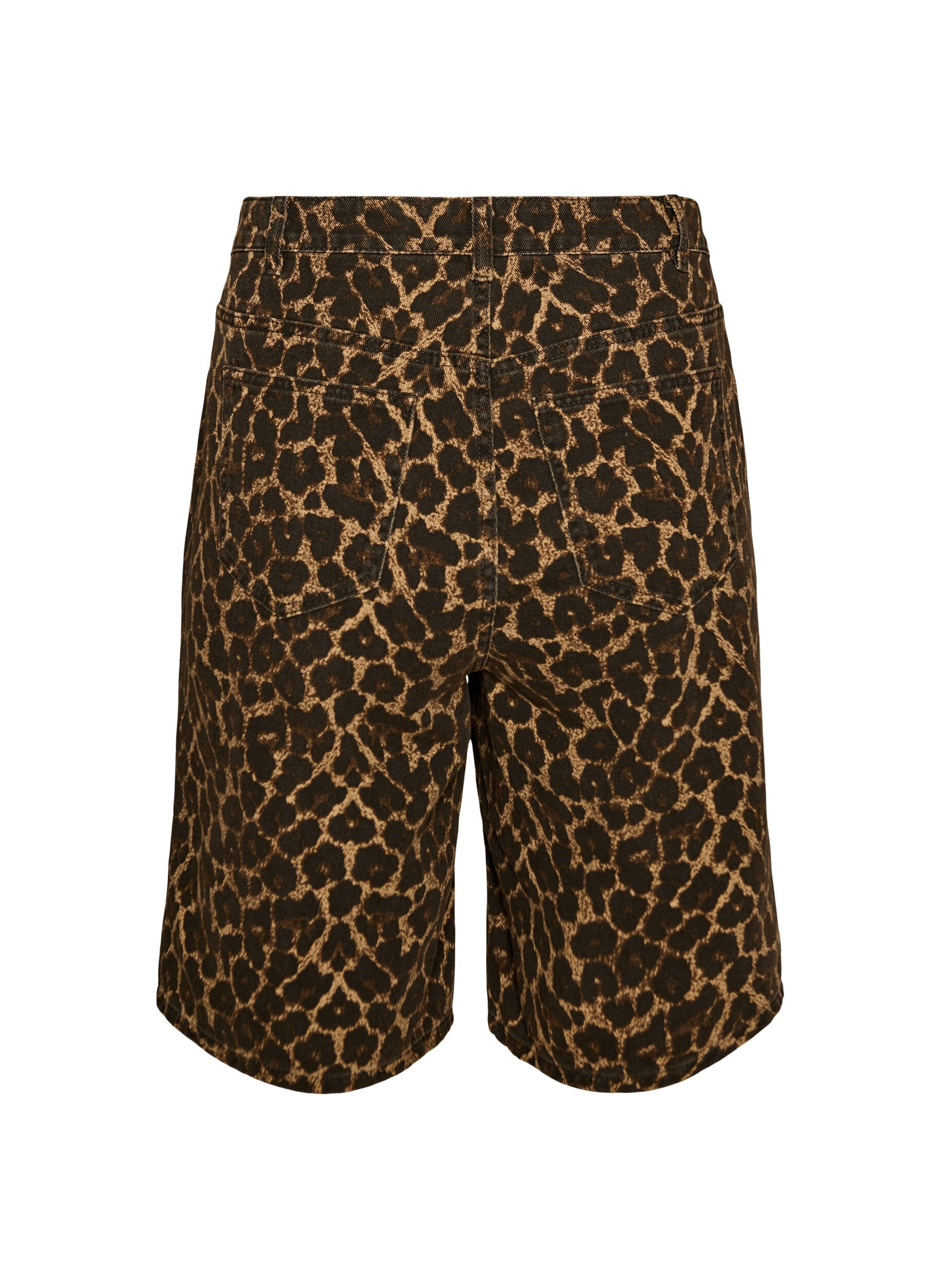 Zizzi Leopardm&oslash;nstrede bermudashorts i denim, Brun, Packshot image number 1