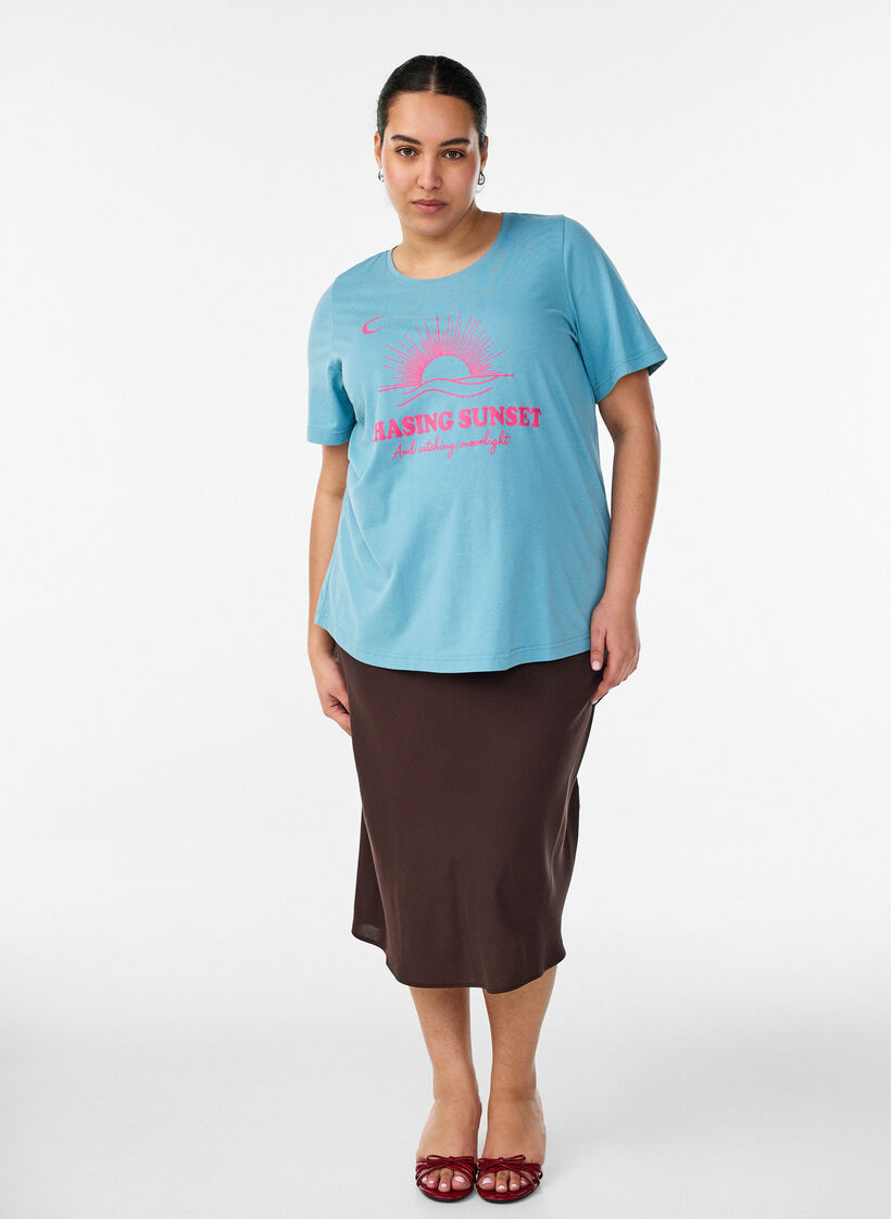 T-shirt med motiv, Bl&aring;, Model image number 1