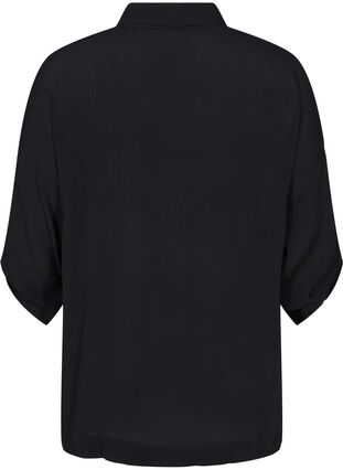Viskose skjorte med 3/4 ærmer, Black, Packshot image number 1