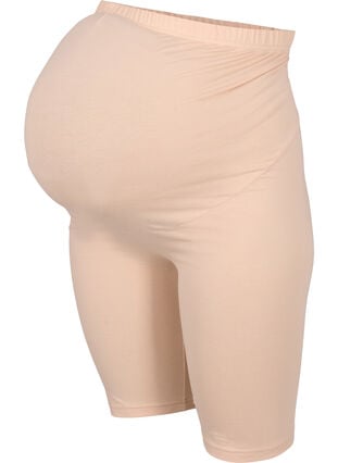 Tætsiddende graviditetsshorts i bomuld, Frappé, Packshot image number 0