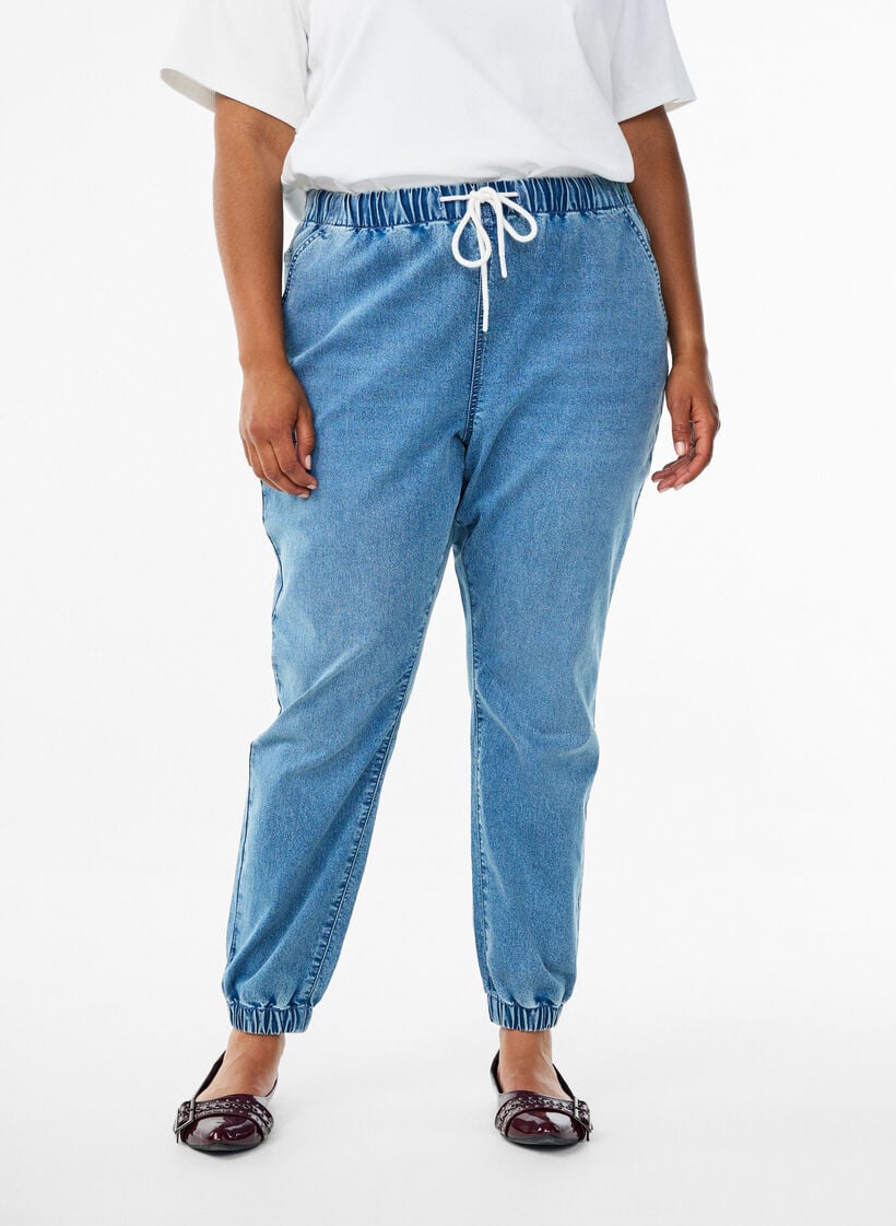 Denimjoggers med lommer, Bl&aring;, Model image number 3