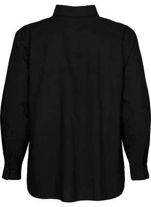 Skjorte i bomuld med broderi anglaise, Black, Packshot image number 1