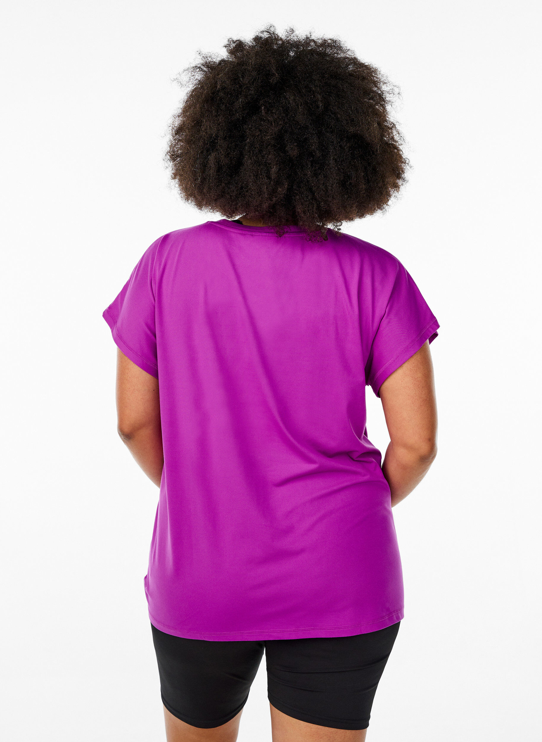 ZizziEnsfarvet tr&aelig;nings t-shirt, Lilla, Model image number 2