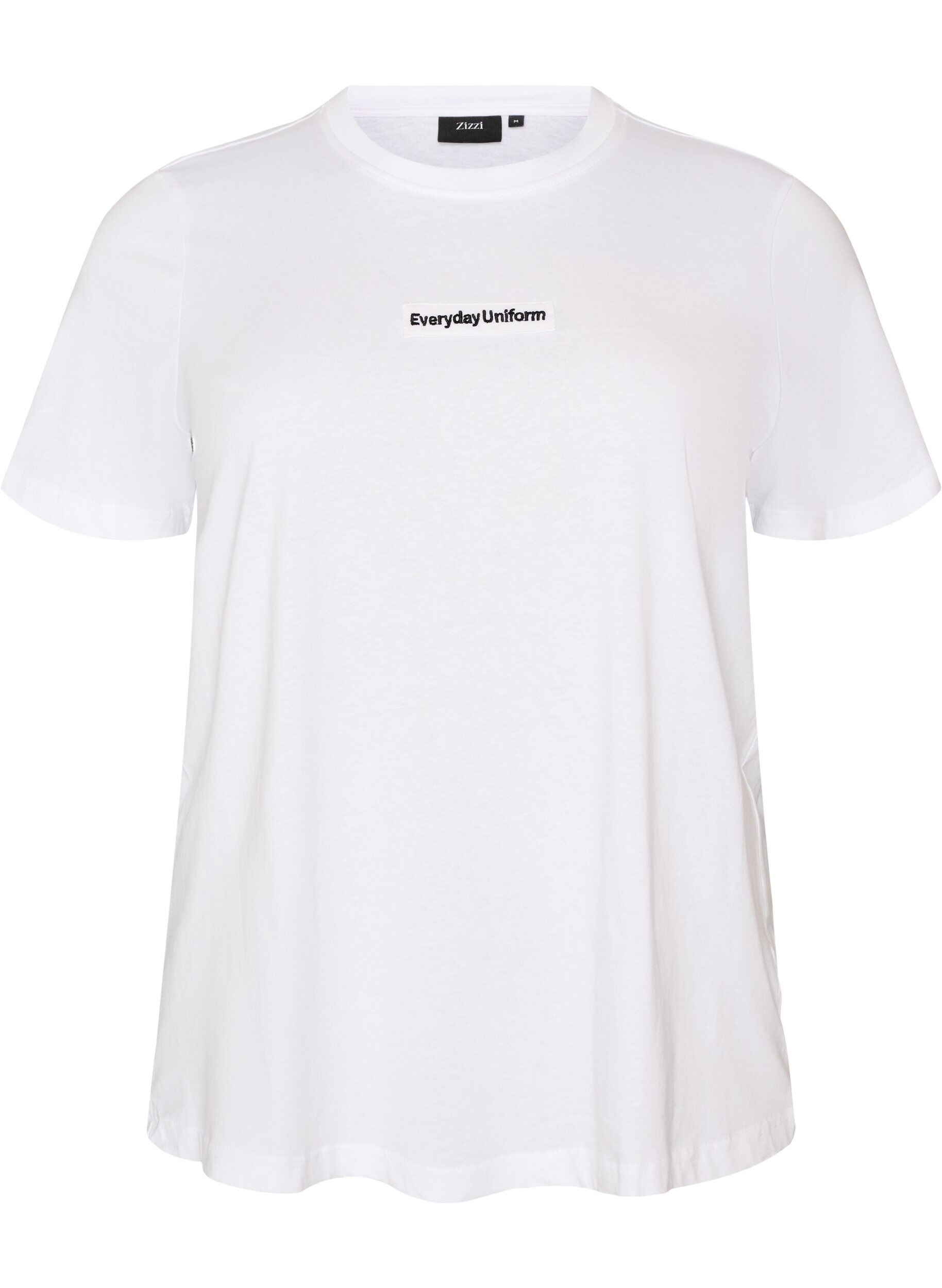 ZizziT-shirt i bomuld med tekstbadge, Hvid, Packshot image number 0