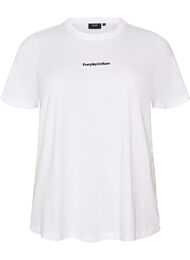 T-shirt i bomuld med tekstbadge, Hvid