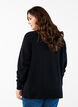 Strikbluse med rund hals og strikket m&oslash;nster, Sort, Model image number 2