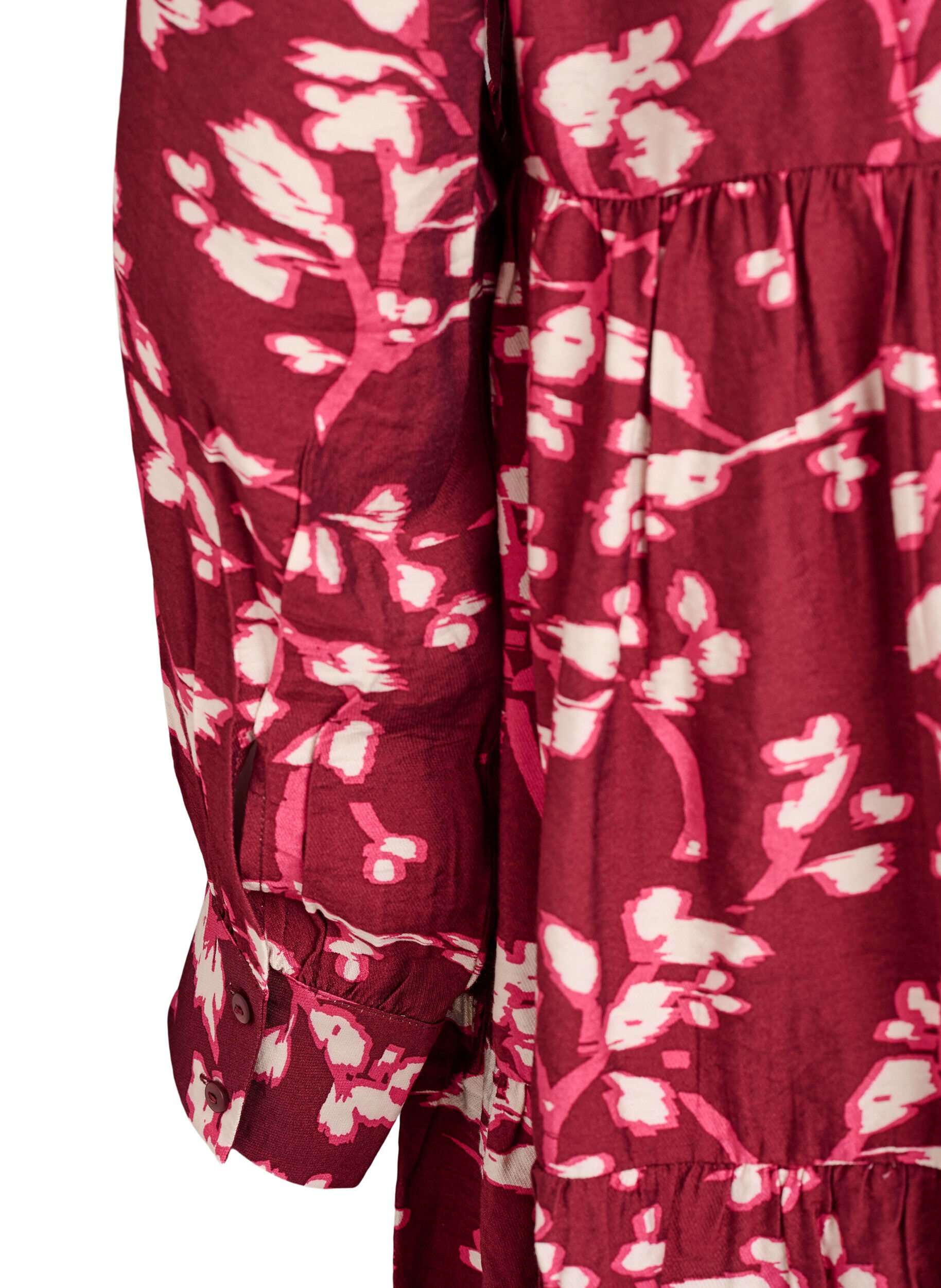 Zizzi A-formet kjole med fl&aelig;sekrave, R&oslash;d, Packshot image number 3