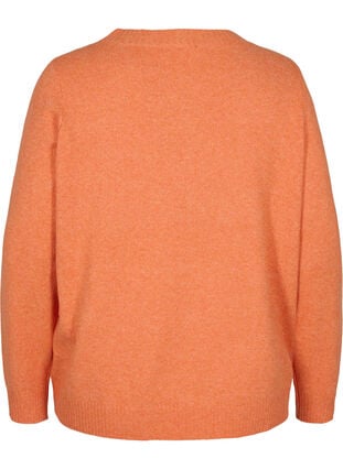 Kort strik cardigan med kontrastfarvede knapper, Mandarin Orange Mel, Packshot image number 1