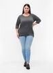 Meleret bluse med 3/4 ærmer, Dark Grey Melange, Model image number 2