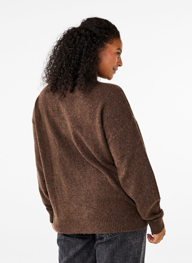 Strikbluse med uld og høj hals, Rain Drum Mel., Model image number 1