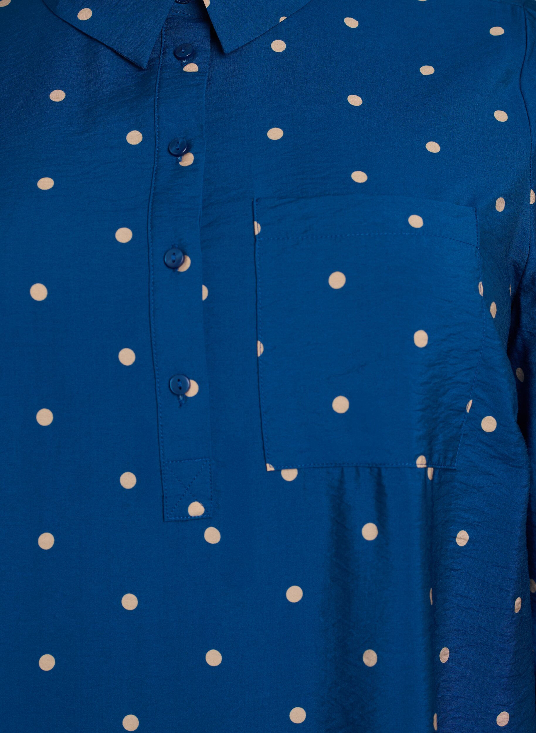 Zizzi Kort kjole med krave og brystlomme, Bl&aring;, Packshot image number 2