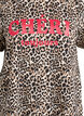 T-shirt med leopardprint og tekstmotiv, Brun, Packshot image number 2