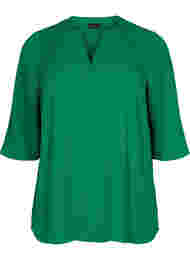 Bluse med 3/4 ærmer og v-hals, Jolly Green