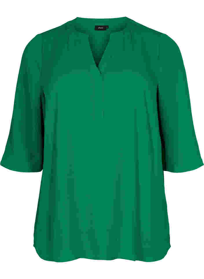 Bluse med 3/4 ærmer og v-hals, Jolly Green