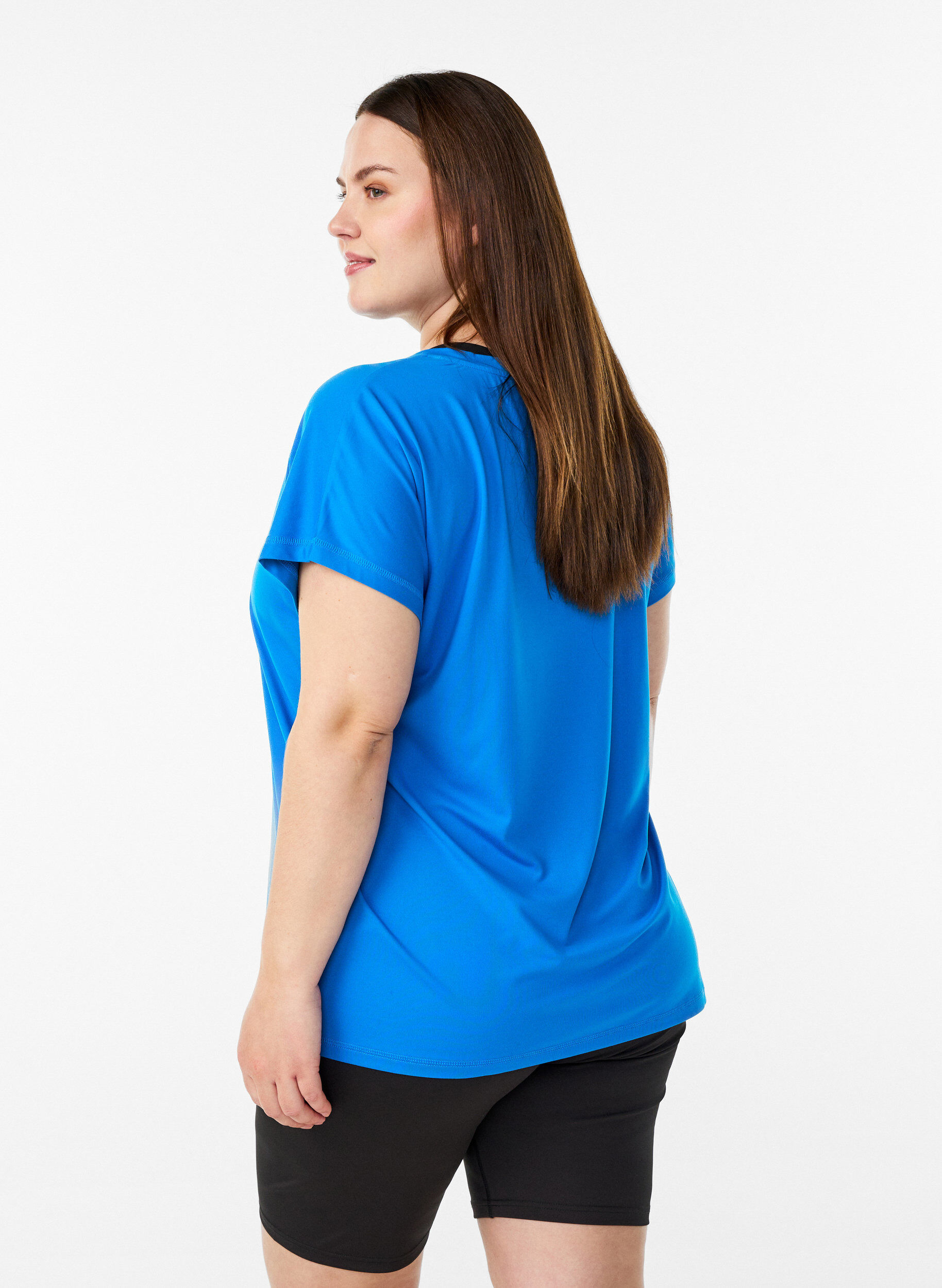 ZizziL&oslash;s tr&aelig;nings t-shirt med v-hals, Bl&aring;, Model image number 2