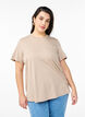 T-shirt med tekstmotiv og rund hals, Brun, Model image number 0