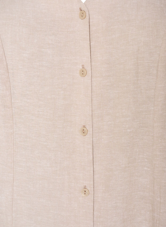 Midikjole i h&oslash;r og viskose med fl&aelig;se&aelig;rmer, Beige, Packshot image number 2