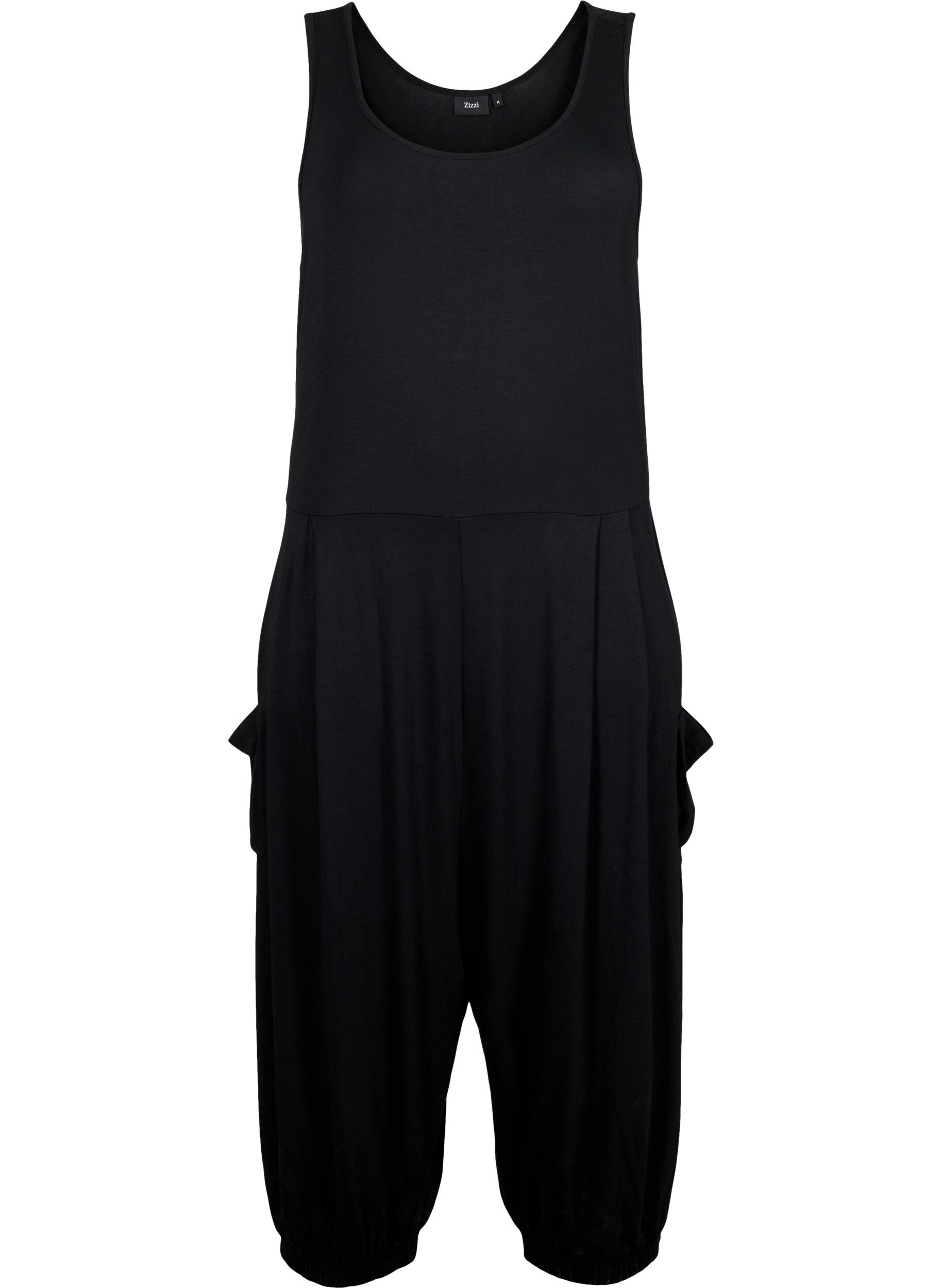Zizzi &AElig;rmel&oslash;s jumpsuit med lommer, Black, Packshot image number 0