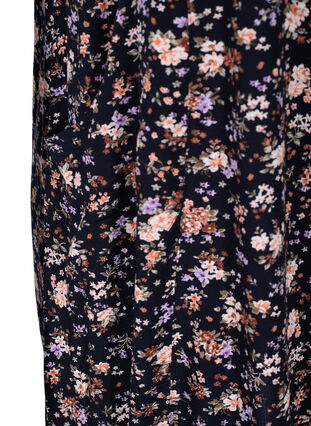 Kortærmet viskose kjole med print, Black Small Flower, Packshot image number 3