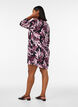 Kort kjole i viskose med blomsterprint og 3/4 &aelig;rmer, Sort, Model image number 2