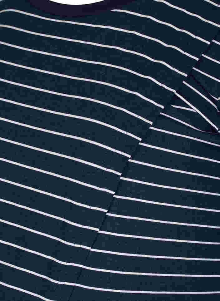 Stribet graviditets bluse med 3/4 ærmer, Blue Stripe , Packshot image number 2