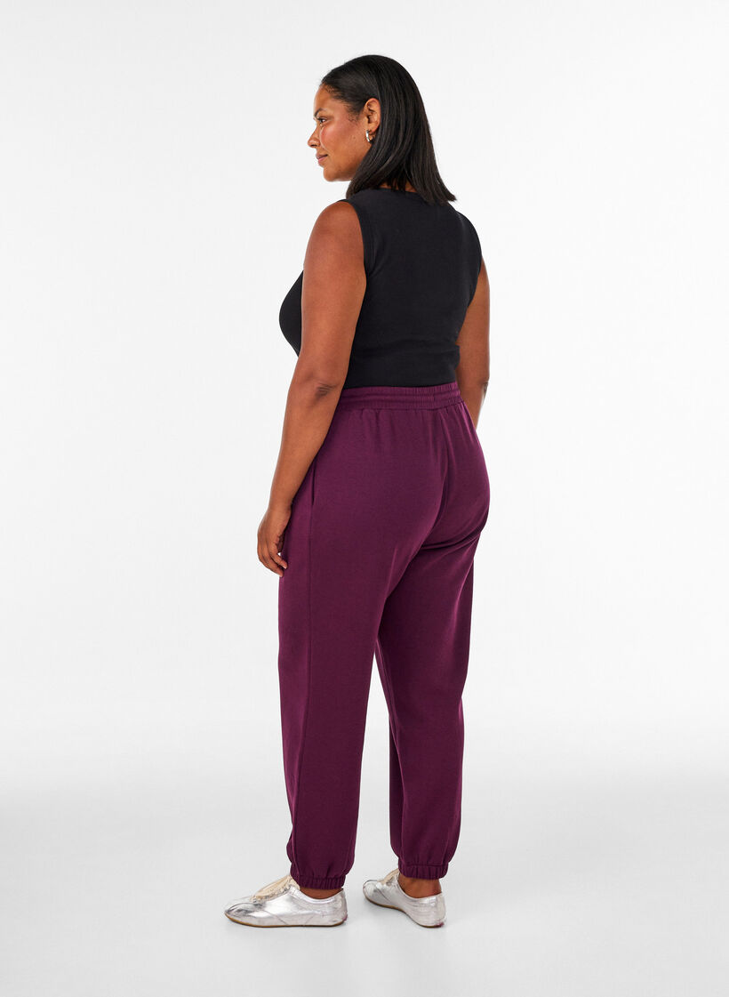 Sweatpants med h&oslash;j talje og bindeb&aring;nd, Lilla, Model image number 1