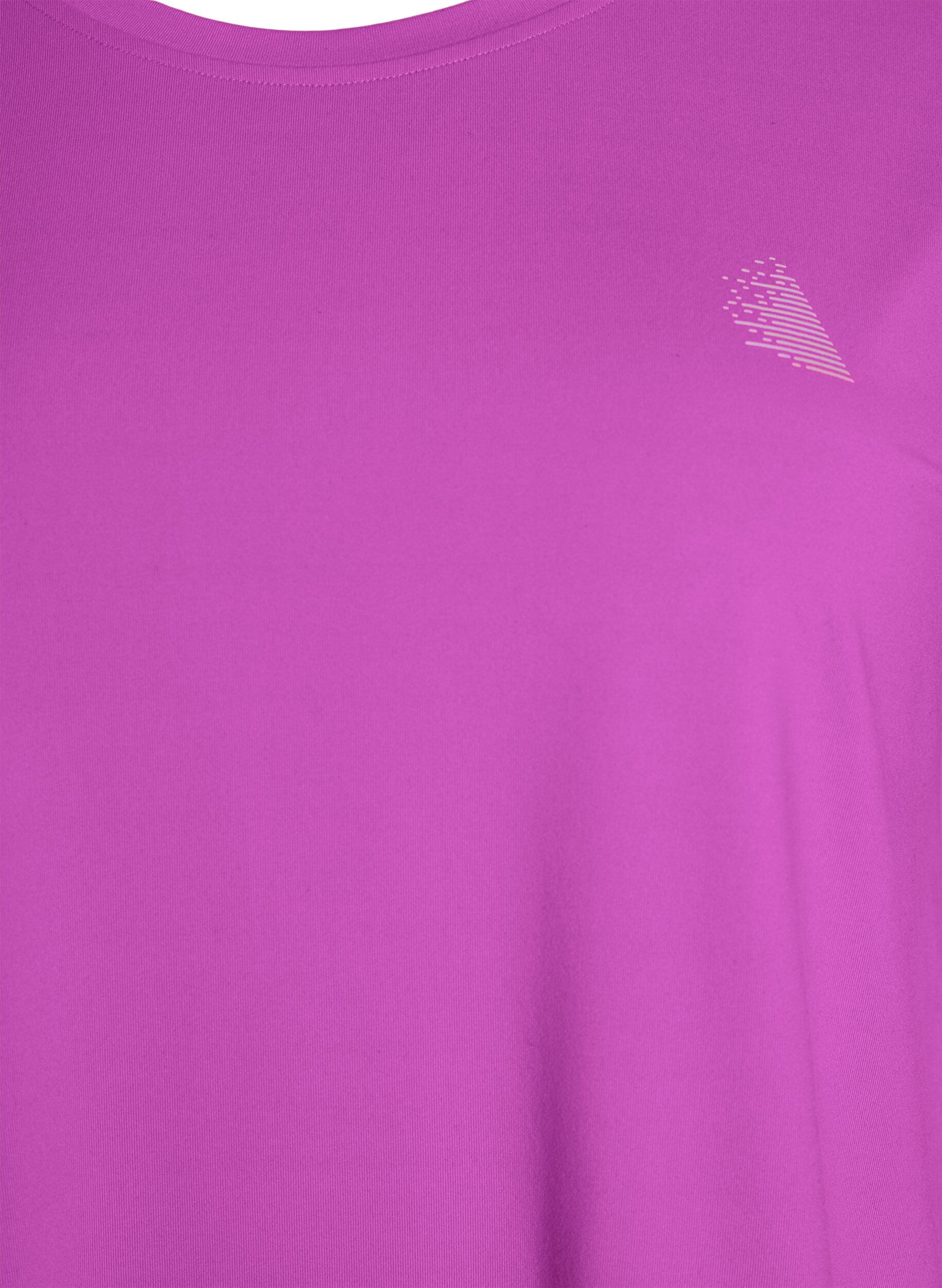ZizziEnsfarvet tr&aelig;nings t-shirt, Lilla, Packshot image number 2