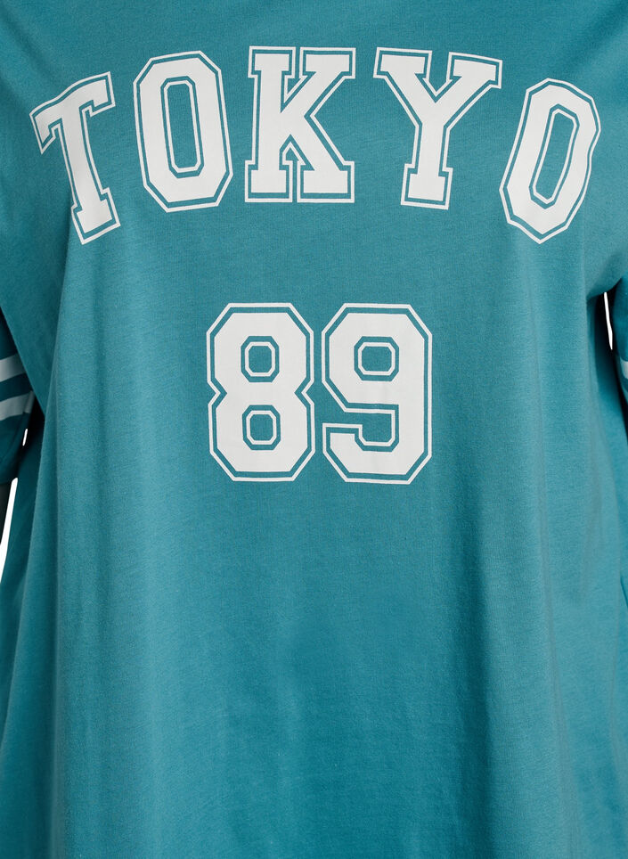 Sporty oversize college t-shirt, Bl&aring;, Packshot image number 2