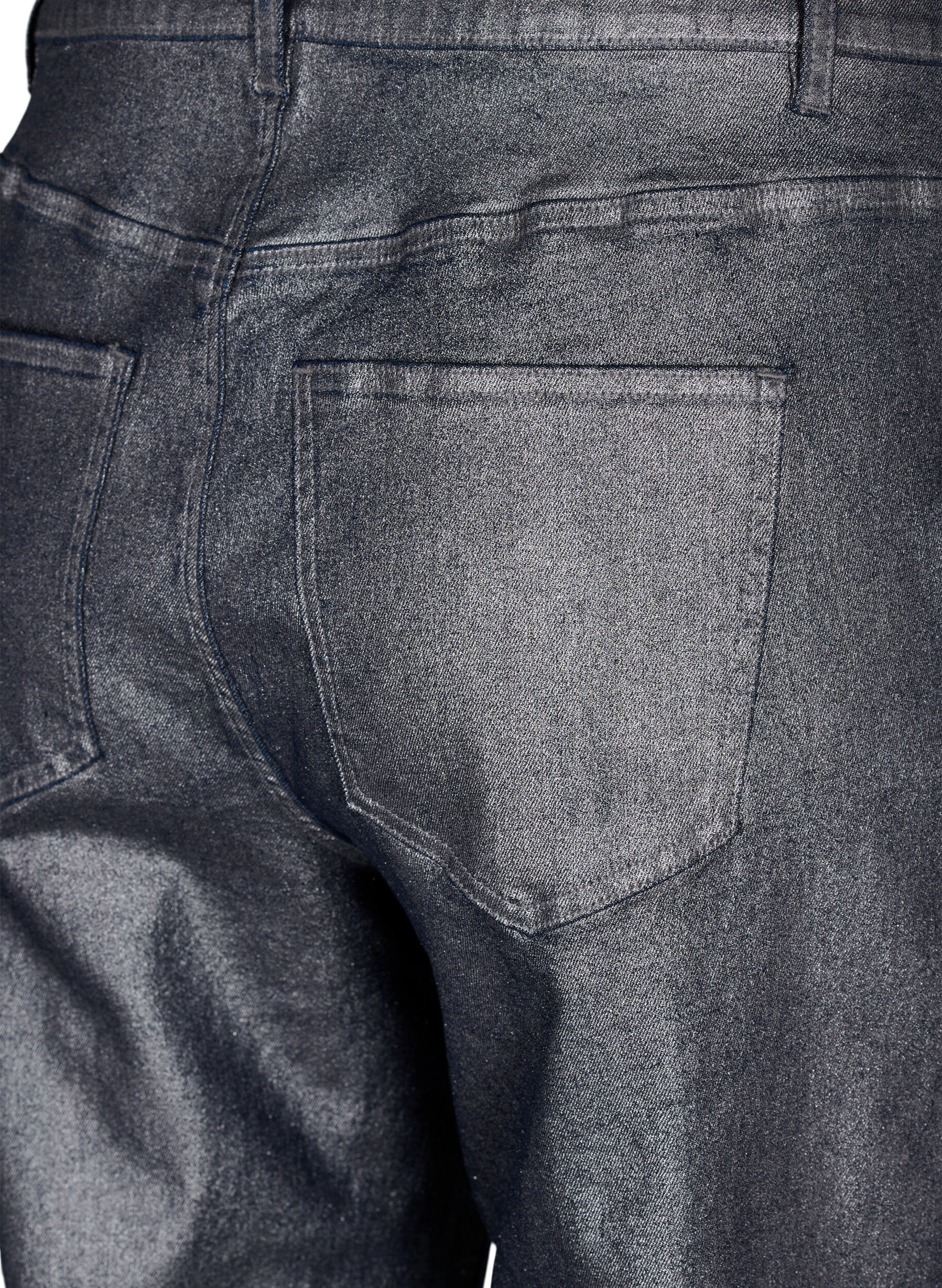 Zizzi S&oslash;lv coatede jeans med h&oslash;j talje, Gun Silver , Packshot image number 3