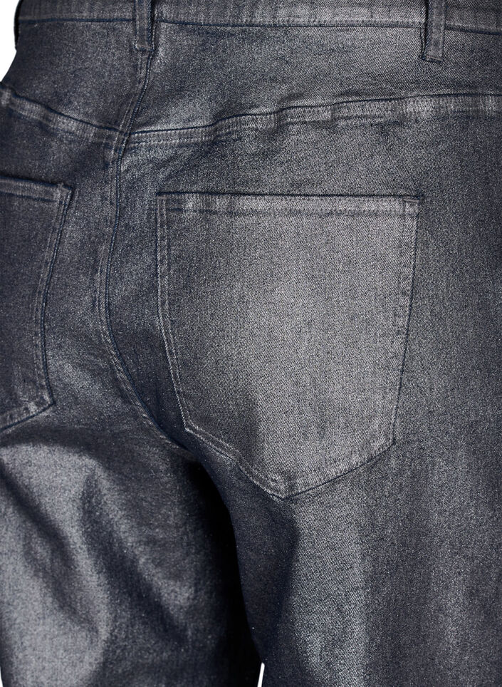 Sølv coatede jeans med høj talje, Gun Silver , Packshot image number 3