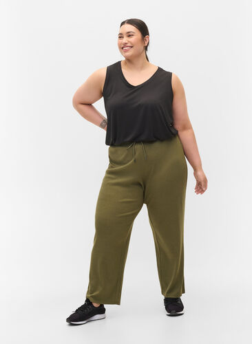 Løse bukser i bomuldsmix, Ivy Green, Model image number 0